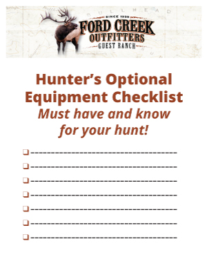 Ford Creek Outfitters Optional Equipment Checklist